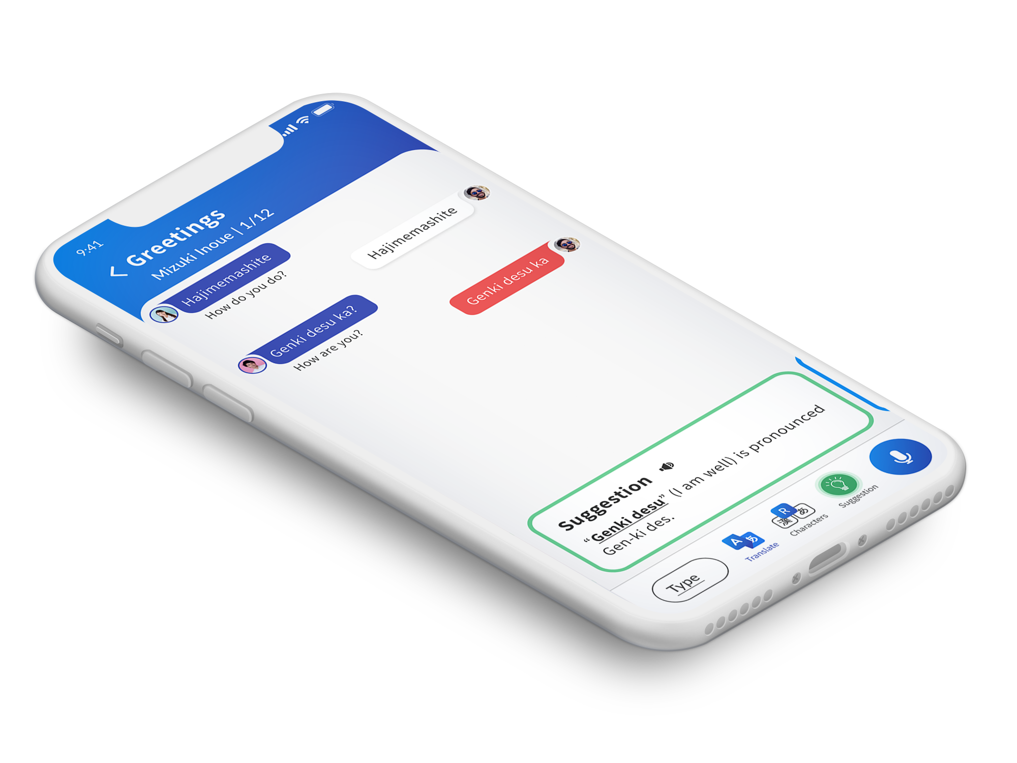 Kaizen Languages Suggestion card helping users recover from pronunciation errors.